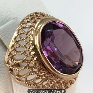 Elegant Gold and Purple Women's Ring
